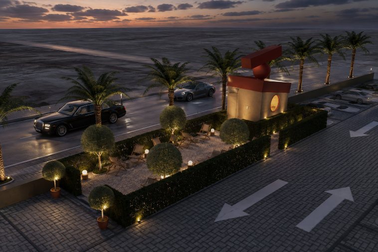 Render of the permanent pavilion by mawzoon, in development
